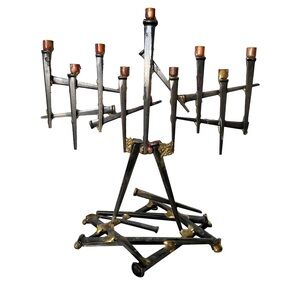 1950s Mid-Century Modern Brutalist Menorah